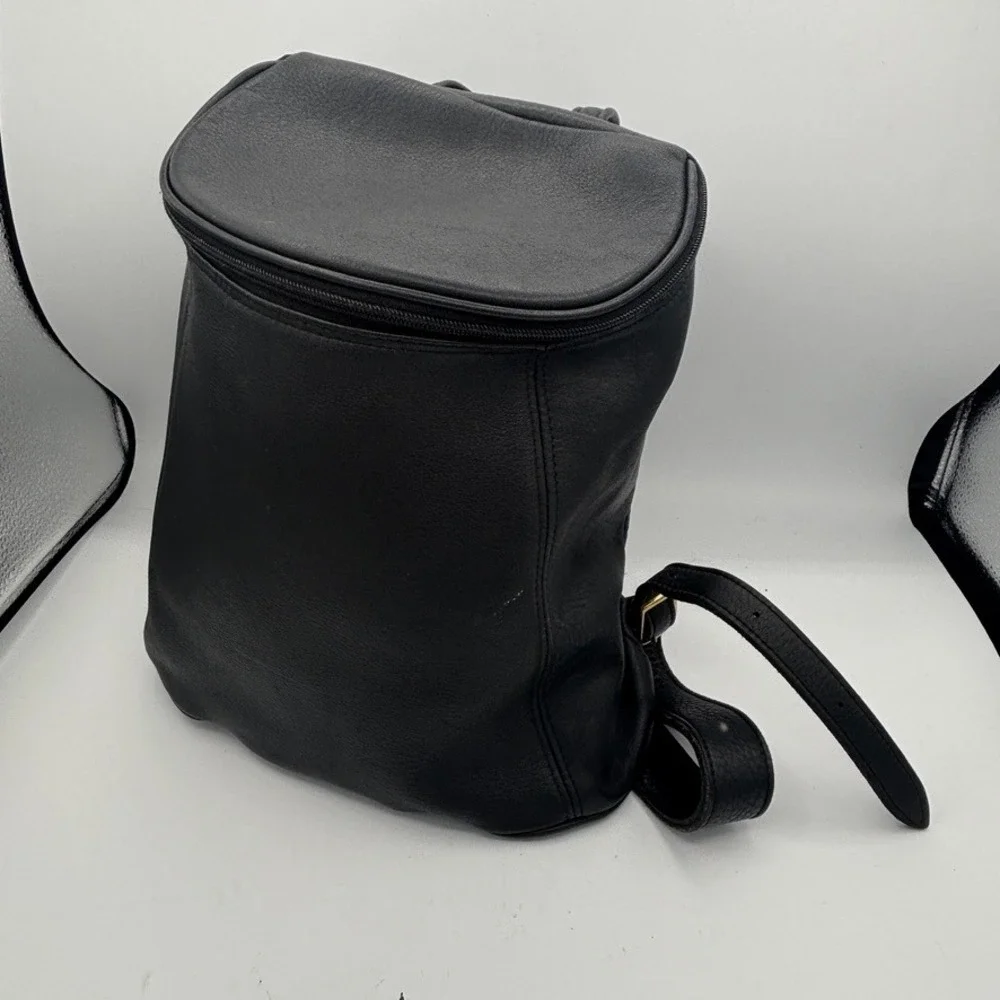 Vtg M. London Leathercraft Backpack Black Leather Purse Minimalist Rucksack EUC